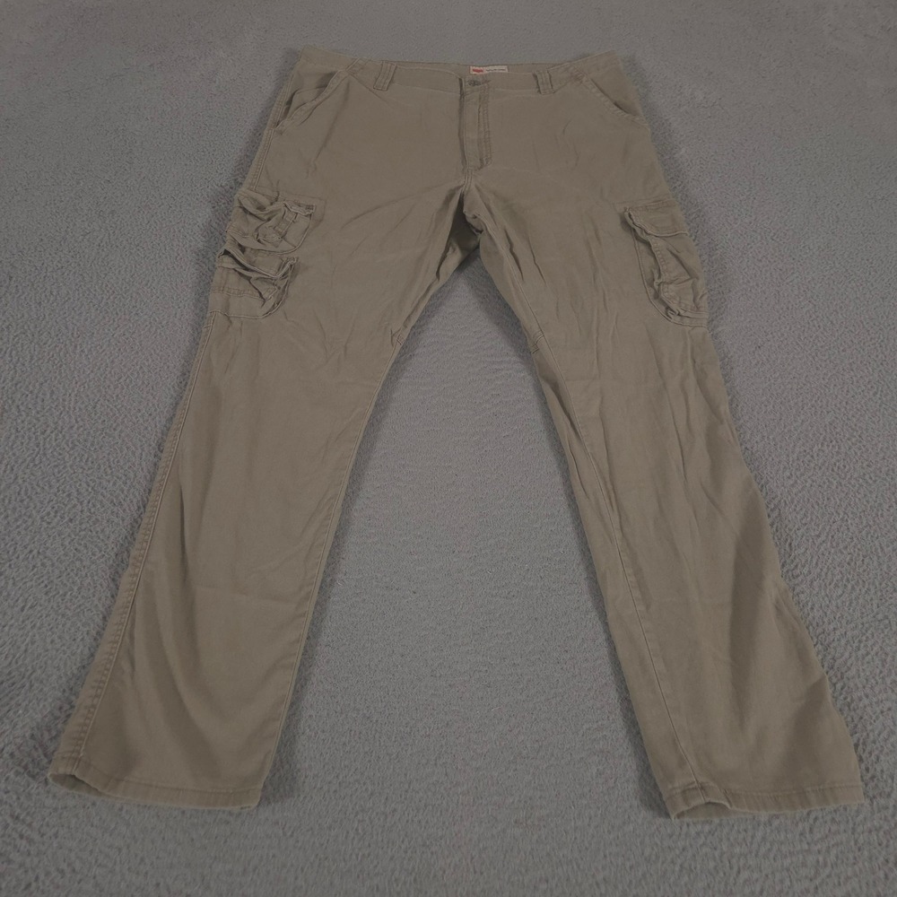 Wrangler Pants Mens 40x32 Khaki Cargo Regular Taper Stretch Utility Pockets Work